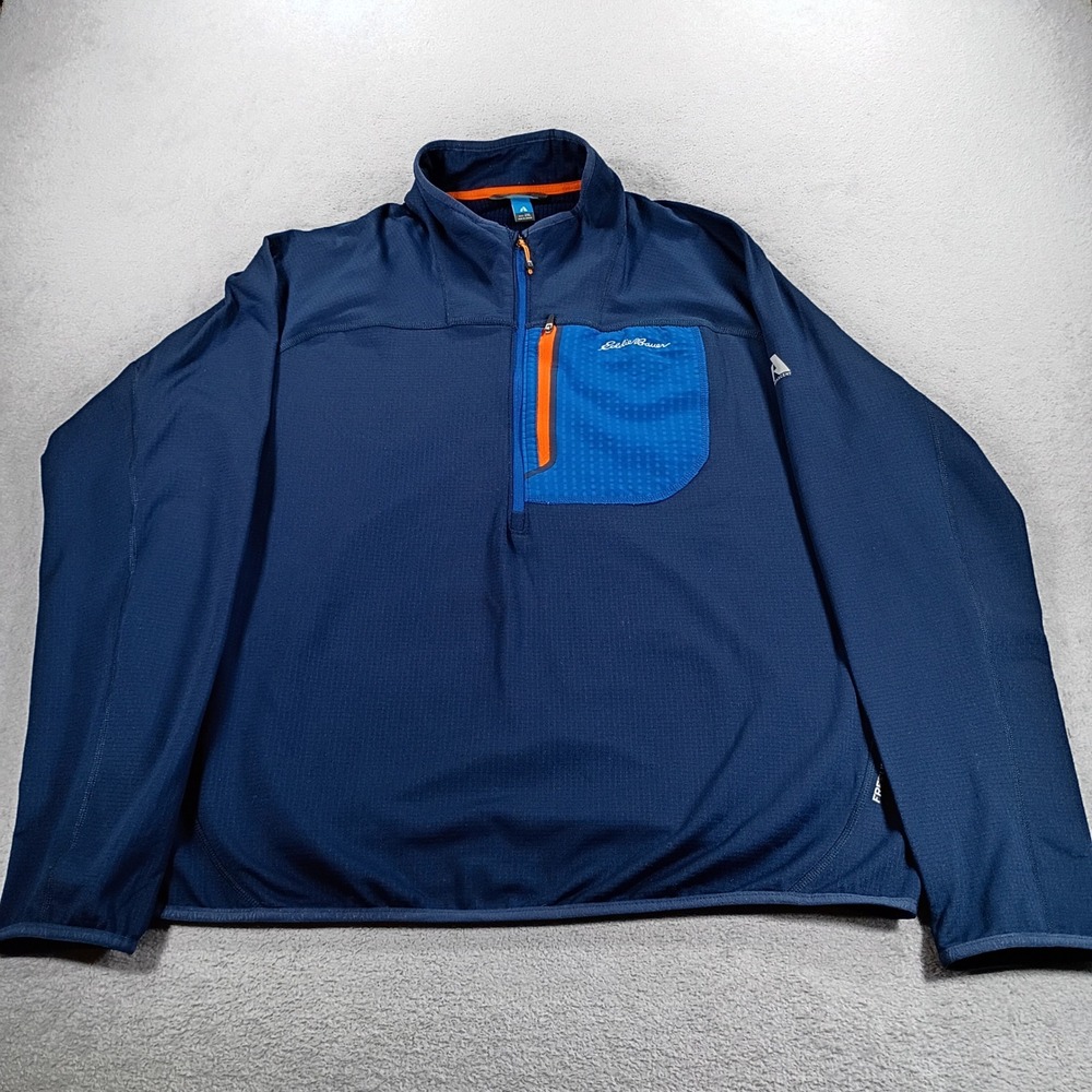 Eddie Bauer Mens First Ascent Blue 2XL 1/4 Zip FreeHeat Pullover